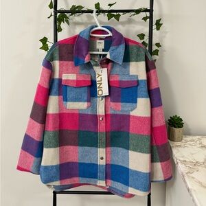 multicoloured plaid shacket NWT